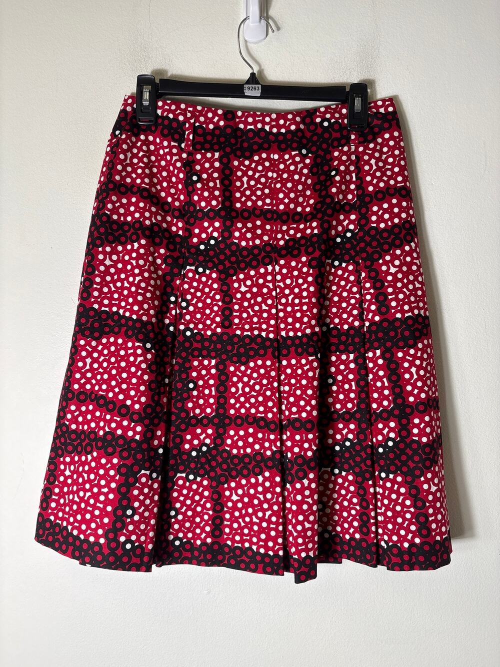 Carlisle Red,Black&WHite Circe Print Cotton Flare Skirt Sz 2